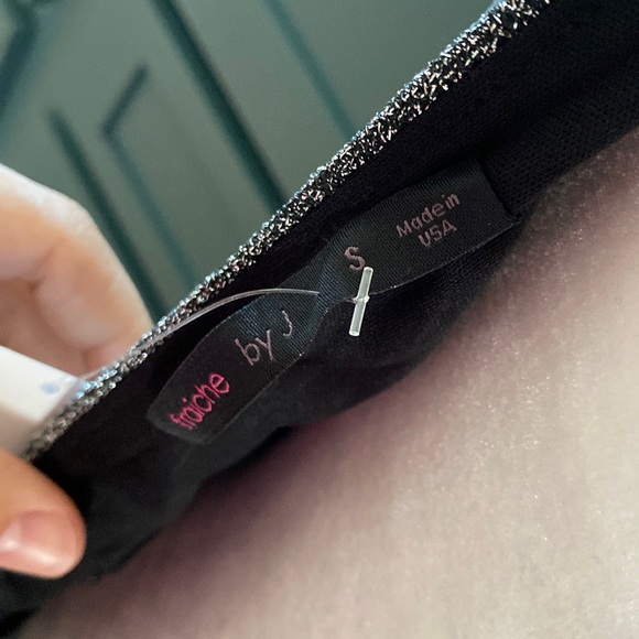 NWT Fraiche by J Shimmer Deep V-Neck Fit & Flare Minidress in Silver Metallic - Picture 7 of 7